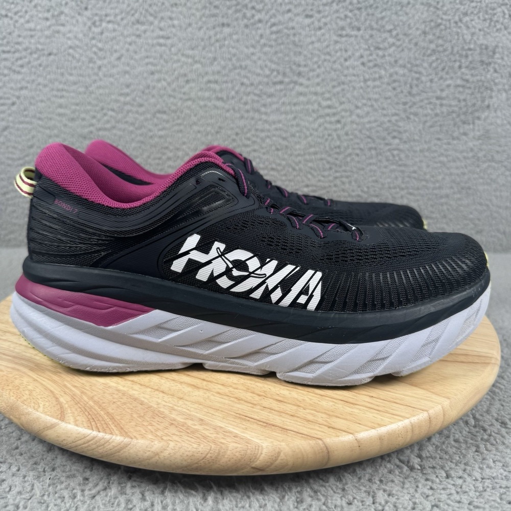 Hoka One One Bondi 7 Womens Size 10.5 Festival Fuchsia Lace Up Running Shoes
